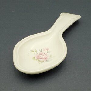 Pfaltzgraff Tea Rose Spoon Rest Pink Floral Stoneware Spoon Holder